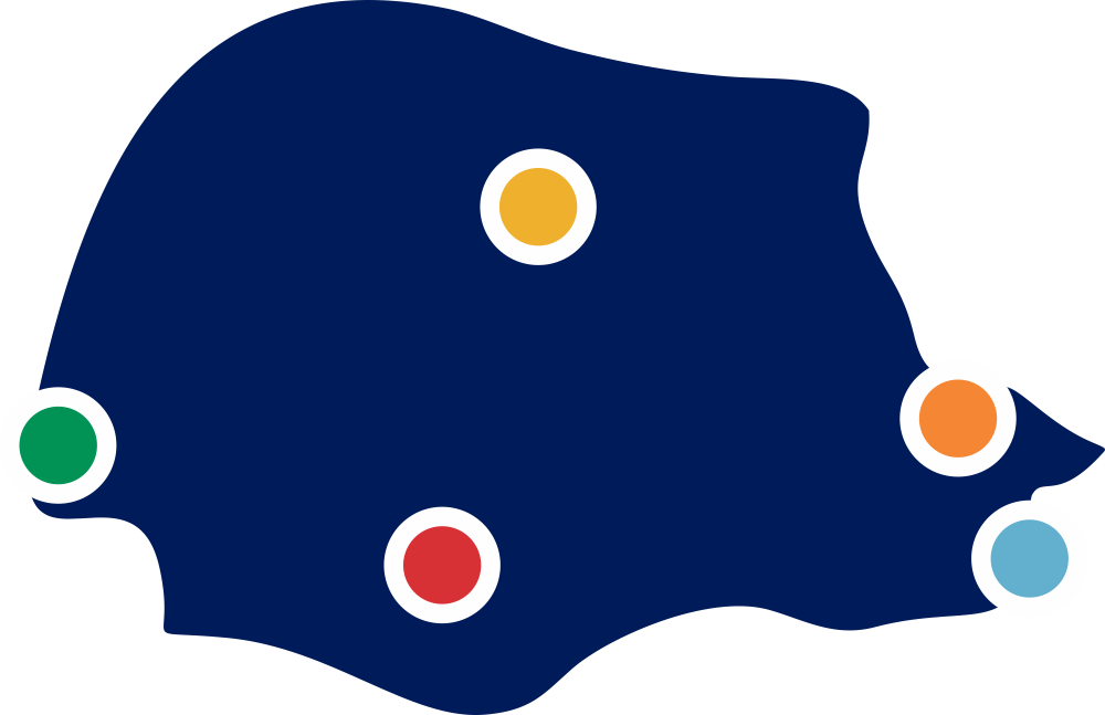 Mapa do Paraná com pins das etapas